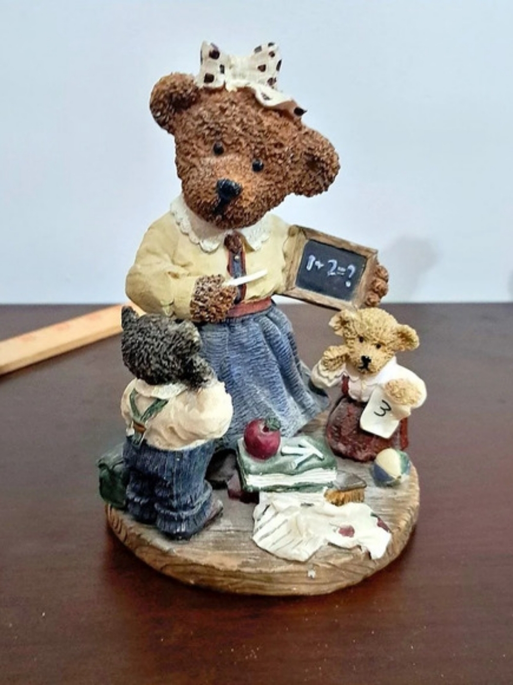 Boyds Bears Miss Bruin & Bailey. The Lesson Sculpture Coin Bank